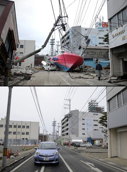 日本地震海嘯一年后恢復(fù)對比圖