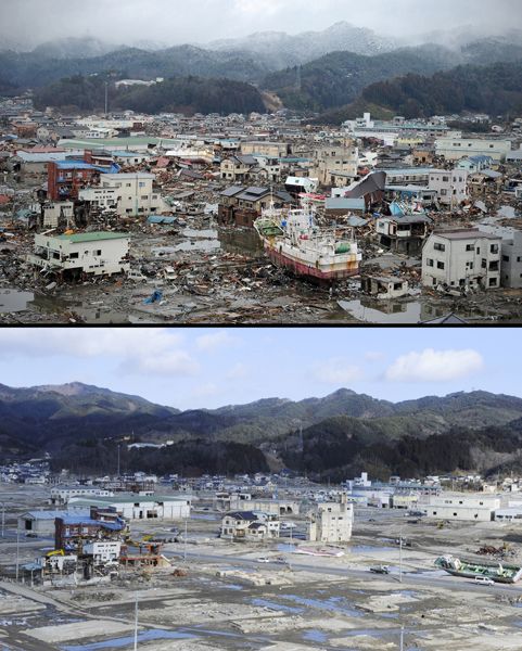 日本地震海嘯一年后恢復(fù)對(duì)比圖