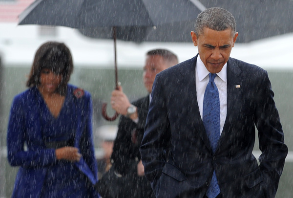 Obama attends Boston service