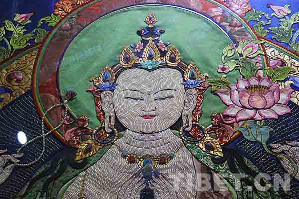 A glimpse of Thangka paintings on display in Lhasa