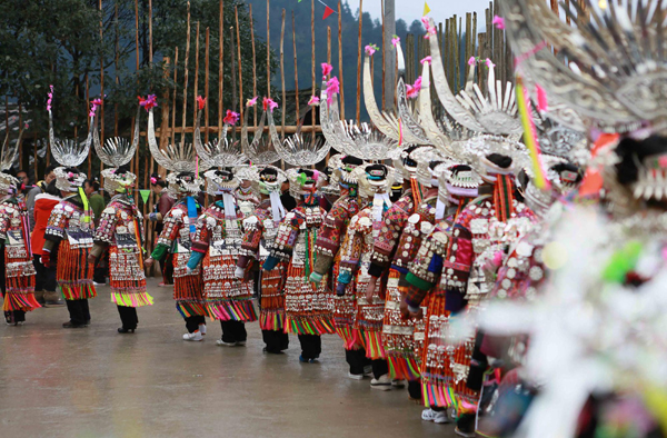 People in Danzhai dress up to celebrate Spring Festival