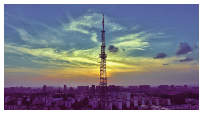 Changsha county illuminated under the glow of sunset