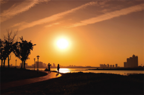 Changsha county illuminated under the glow of sunset