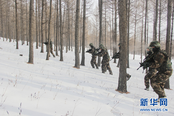 North China armed police in tactical manoeuvre