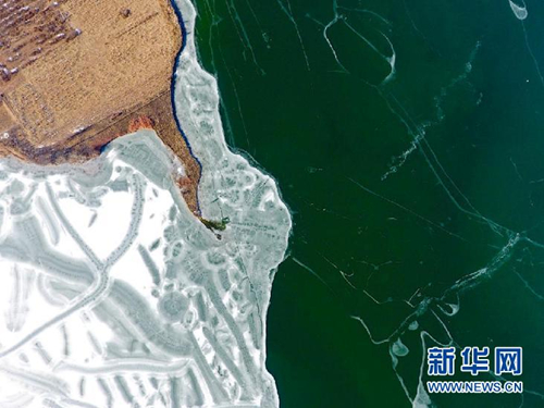 Aerial view of Yunzhu Lake shows area's natural beauty