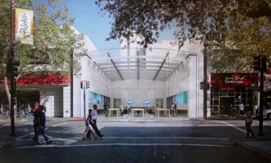 New Apple store prototype<BR>蘋果新門店室內種樹(圖)