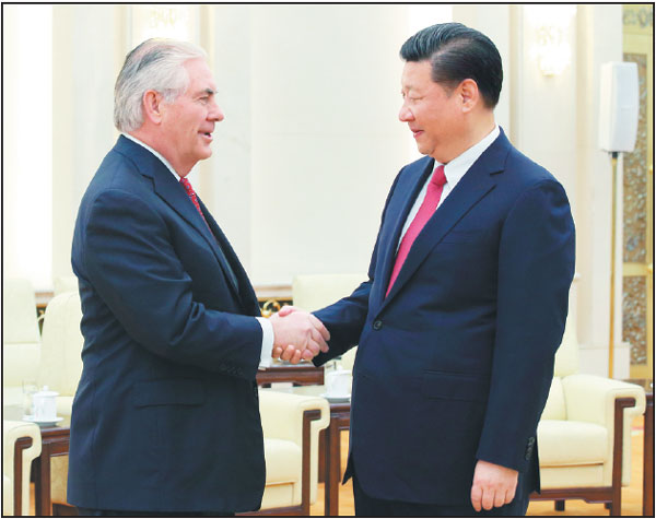 Cooperation is correct choice, Xi tells Tillerson