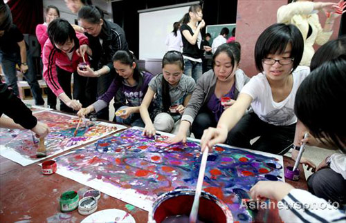 Students paint out college exam pressure