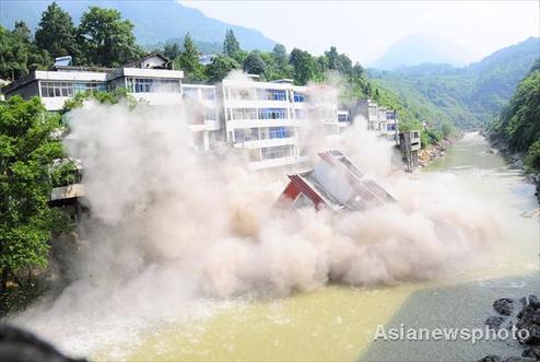 Illegal buildings demolished by blast