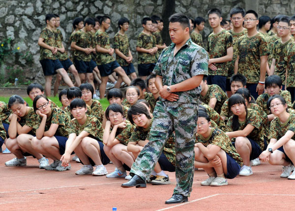 Students in military training