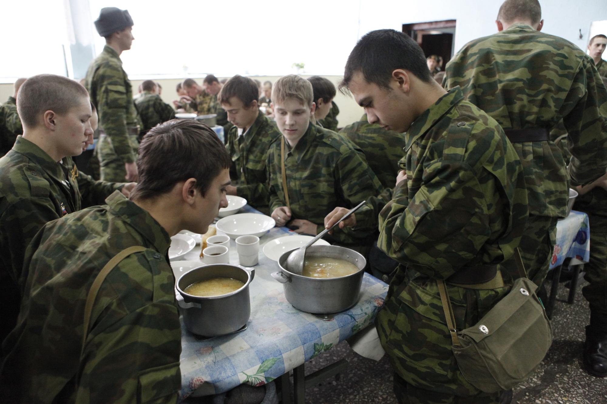 Russian boys at 24-hour millitary training session