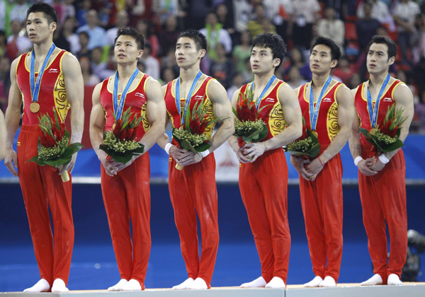 China sweeps 10th Asiad gymnastics men's team gold