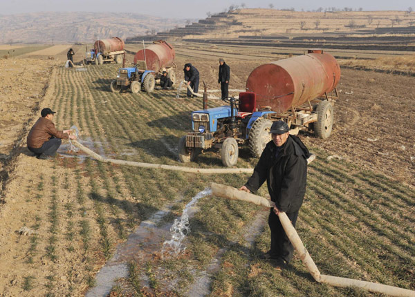 Chinese farmers battle against drought