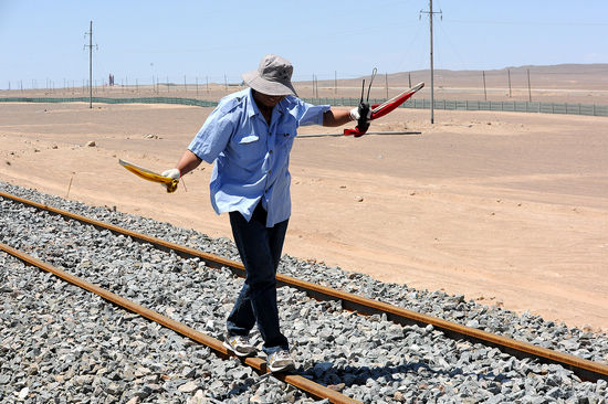 A small train station in Lop Nur