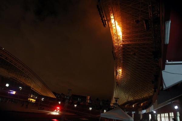 Firework display burns stadium in San Jose