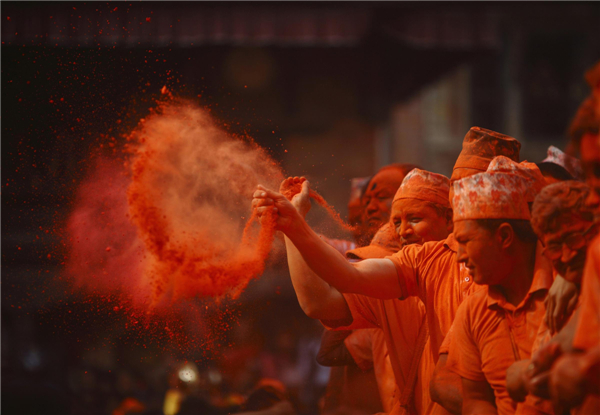 Nepalese celebrate vermillion powder festival