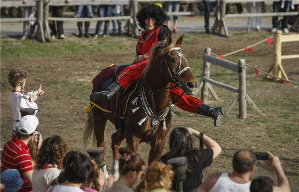 Horse trick festival held in Ukraine