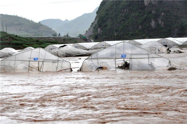 Rain-triggered flood hits SW China