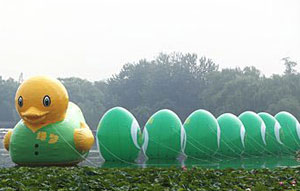 Giant Rubber Duck comes to life in Beijing