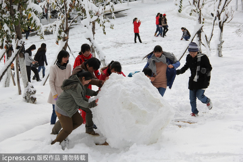 Snow hits SW China's Yunnan province