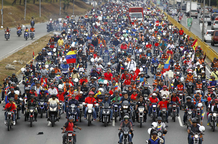 Motorcyclist rally supporting Venezuela's President Maduro