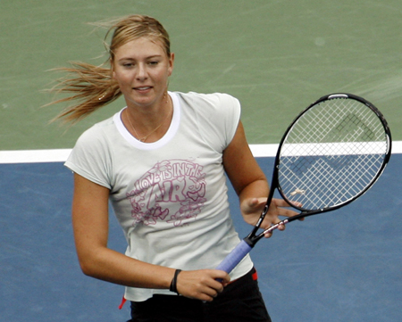 Sharapova practices for US Open