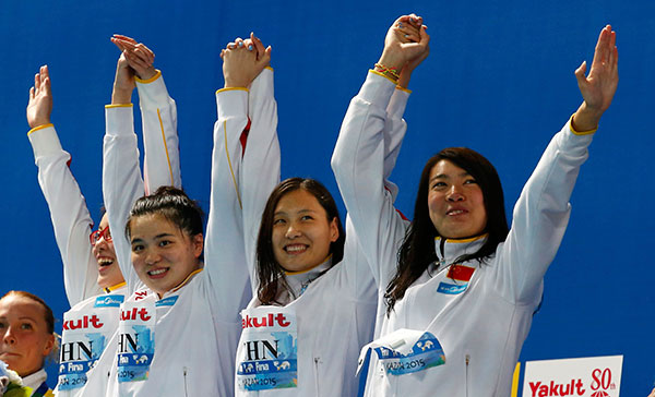 Women's team scoops up gold in Kazan 4x100m medley relay