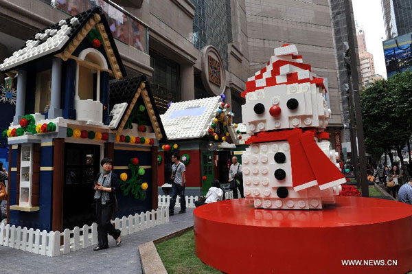 'Christmas village' built with building blocks opens in HK