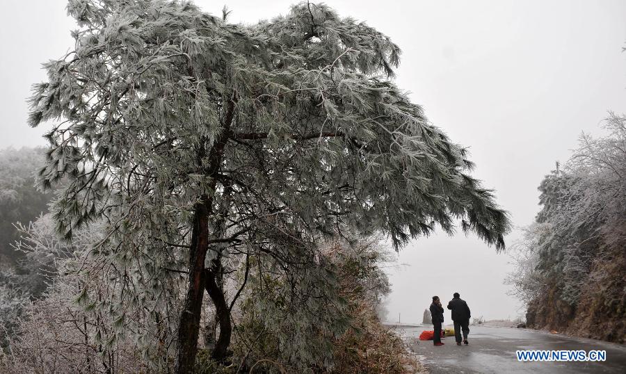 Winter scenery on Mao'er Mountain in S China's Guilin