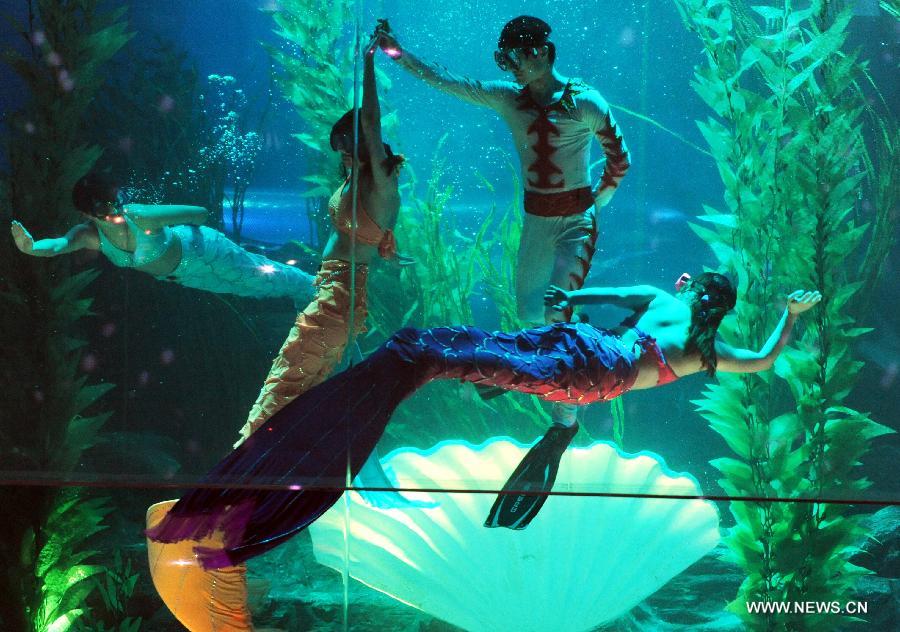 Underwater performance attracts visitors in Qingdao