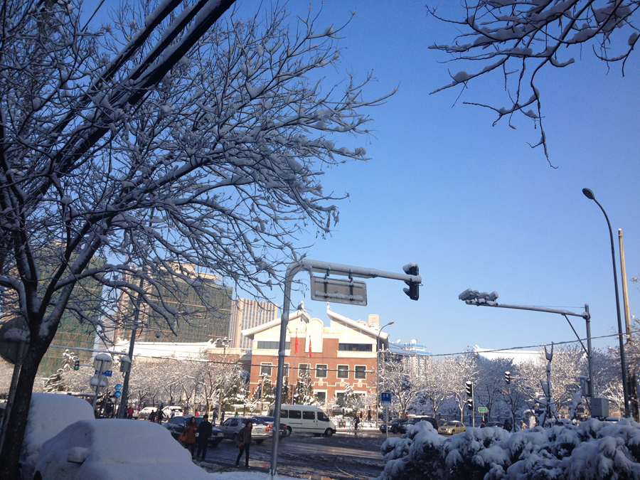 Spring snow blankets Beijing