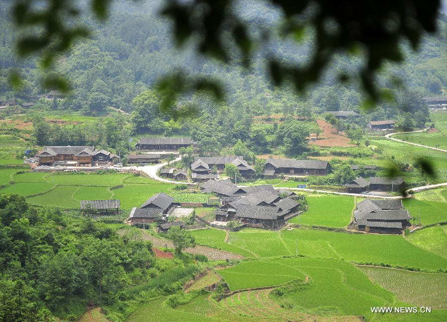 Scenery of stilted houses of Tujia ethnic group