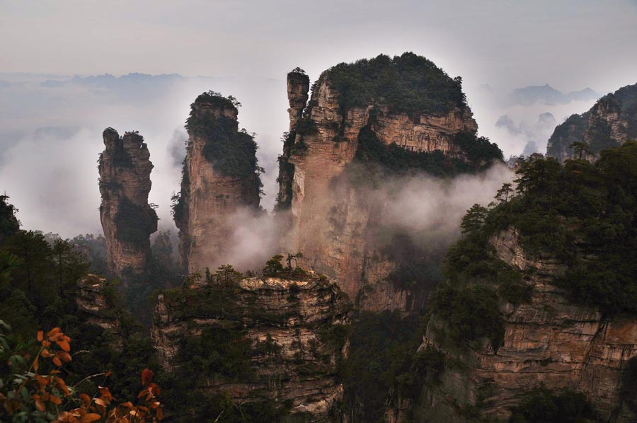 Magnificent peak walls in Yangjiajie