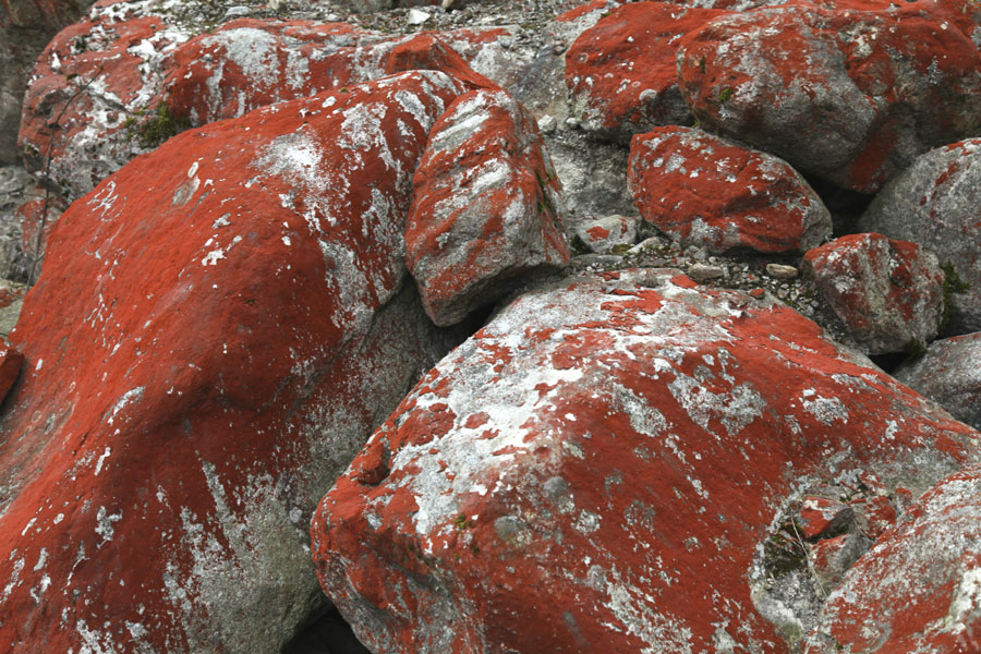 Glacier and red stone beach at Hailuogou, SW China