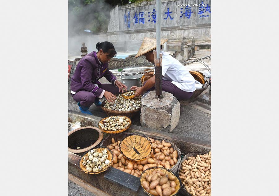 Rehai hot springs scenic spot in SW China's Tengchong