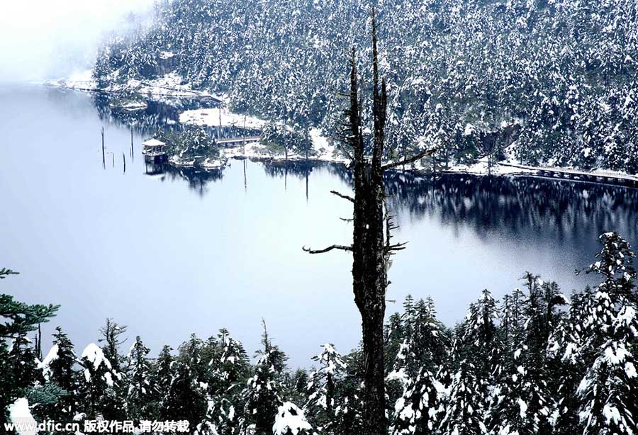 Snow scenery at Luoji Mountain in SW China