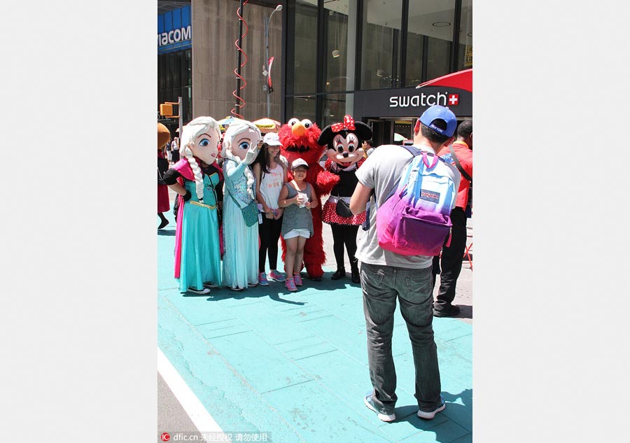 New York installs activity zones for costume characters in Times Square