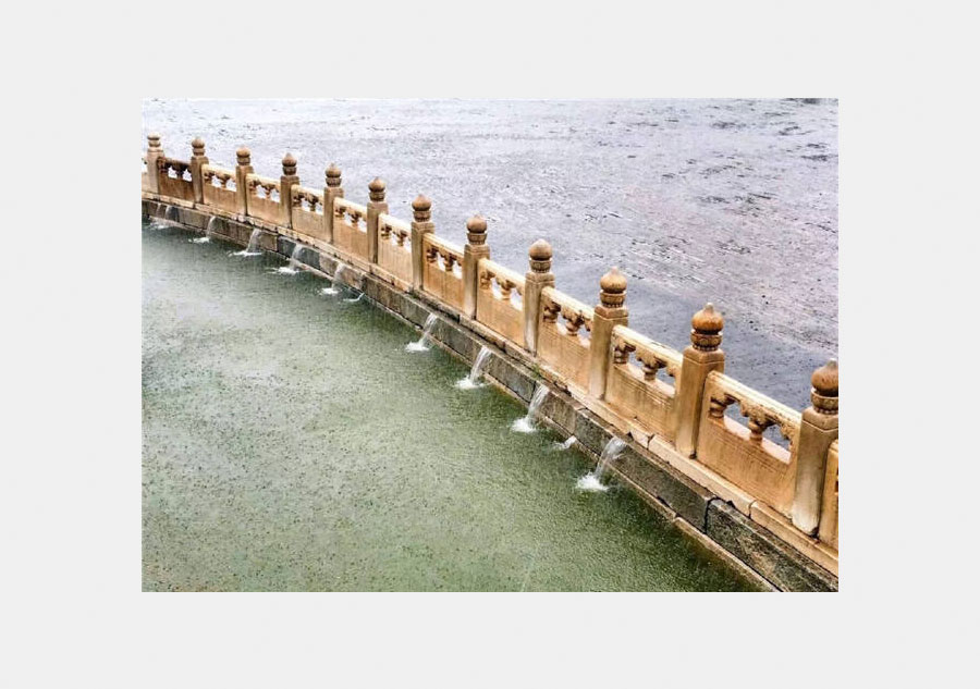 Forbidden City in heavy rain