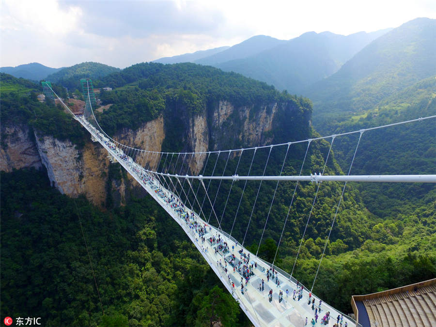 World's longest, highest glass bridge opens in Hunan