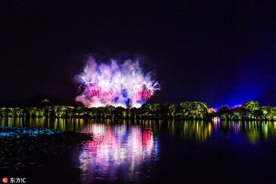 Fireworks show held ahead of G20 summit in Hangzhou