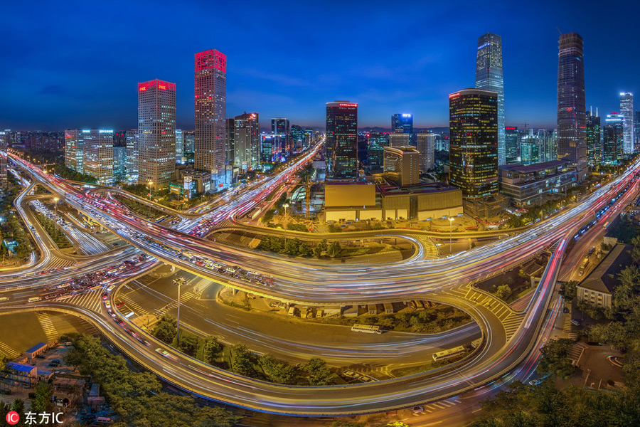 Amazing night view of CBD in Beijing