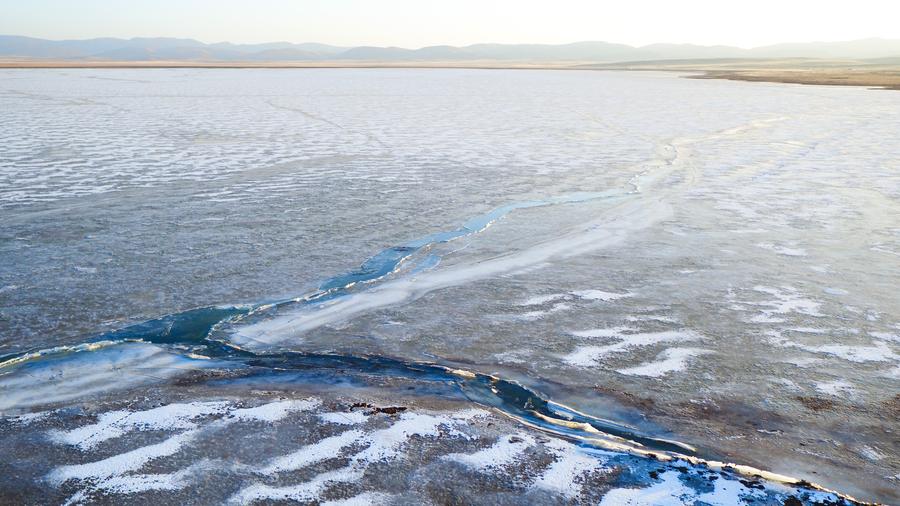 Aerial photos of wetlands in Northwest China's Gansu