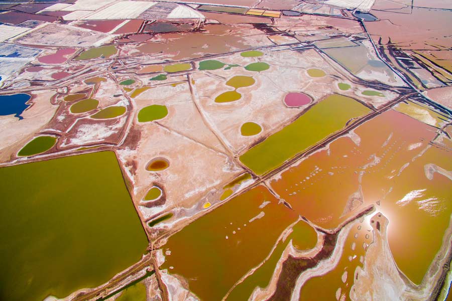 Colorful salt fields in Shanxi