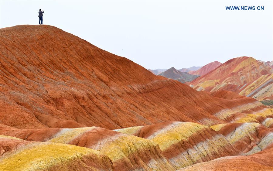 Tourists visit Danxia National Geological Park in NW China