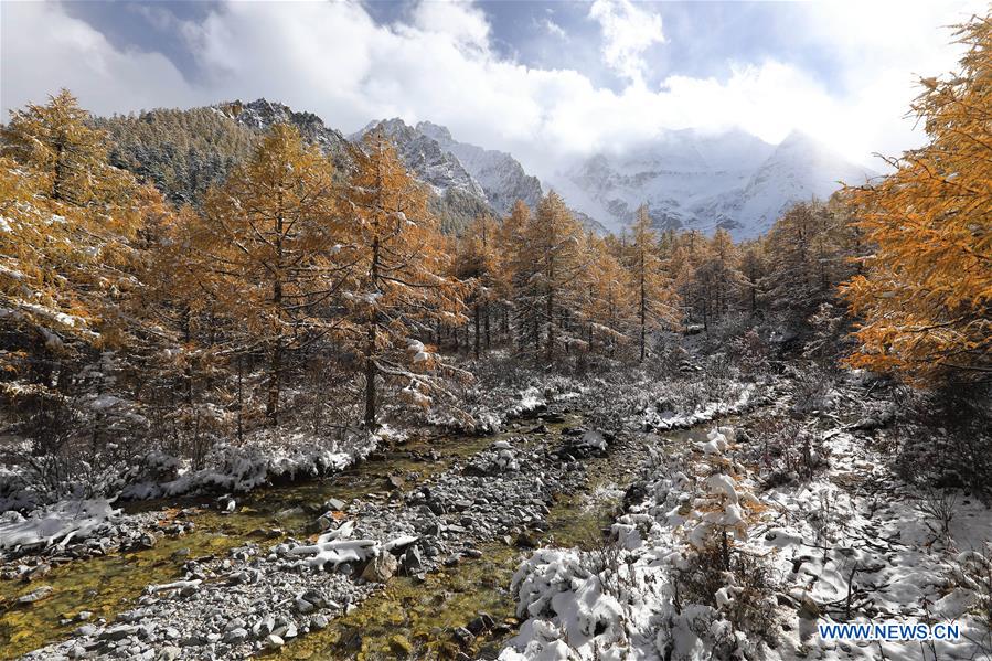 Scenery of snow-covered Yading Nature Reserve in SW China