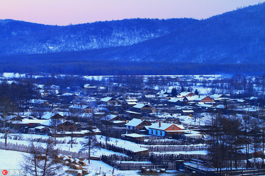 Amazing village snow scenery in NE China