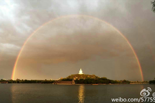 Double rainbow adds color to Beijing's clear blue sky