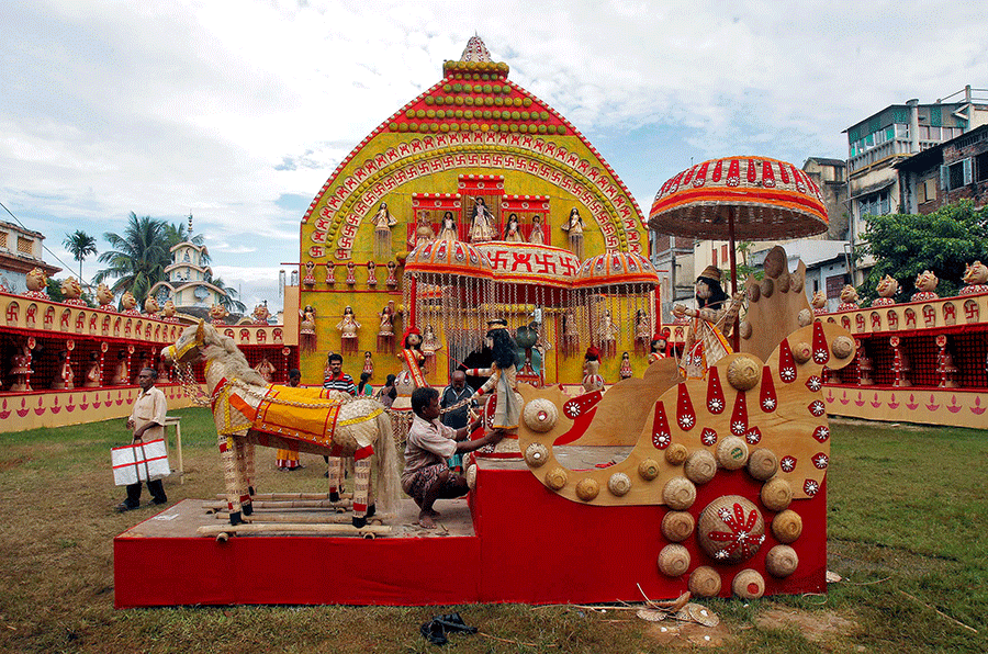 People celebrate Durga Puja in West Bengal, India