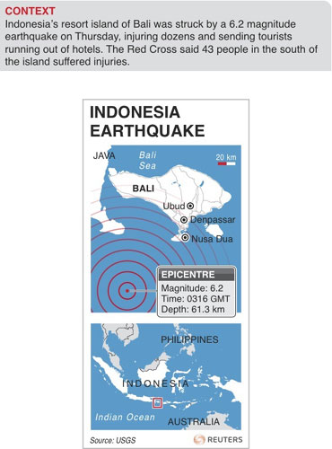 Quake shakes Indonesia's Bali