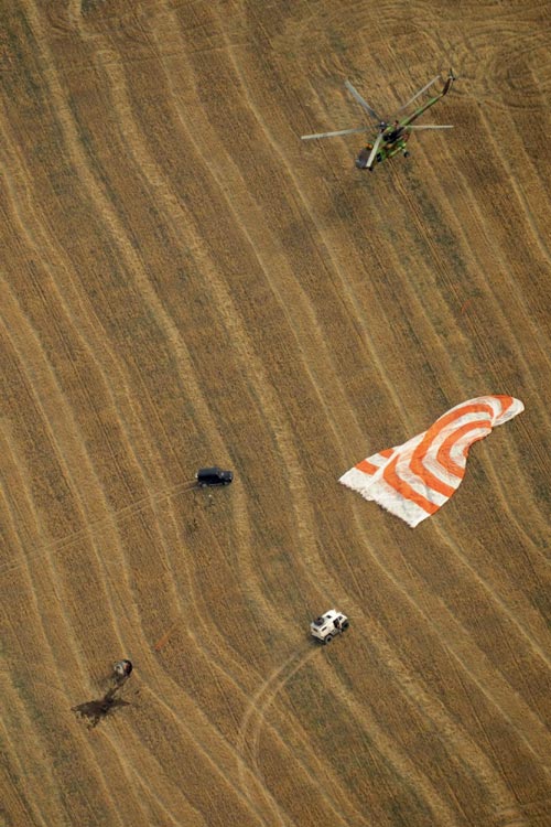 Russian Soyuz capsule lands in Kazakhstan